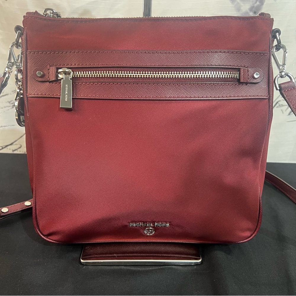 Michael Kors' Jet Set Charm Large Flat Burgundy Crossbody/Shoulder Bag/Purse